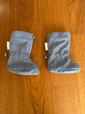 Gray Baby Booties - Soft Fabric Infant Boots